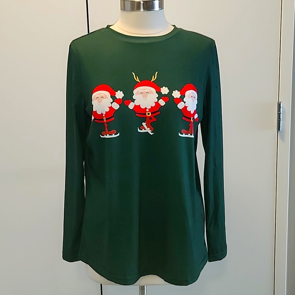 Green Holiday Santa Top